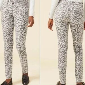 J. McLaughlin Lexi Jean Light Gray Charcoal Watercolor Cheetah Pants Women 0
